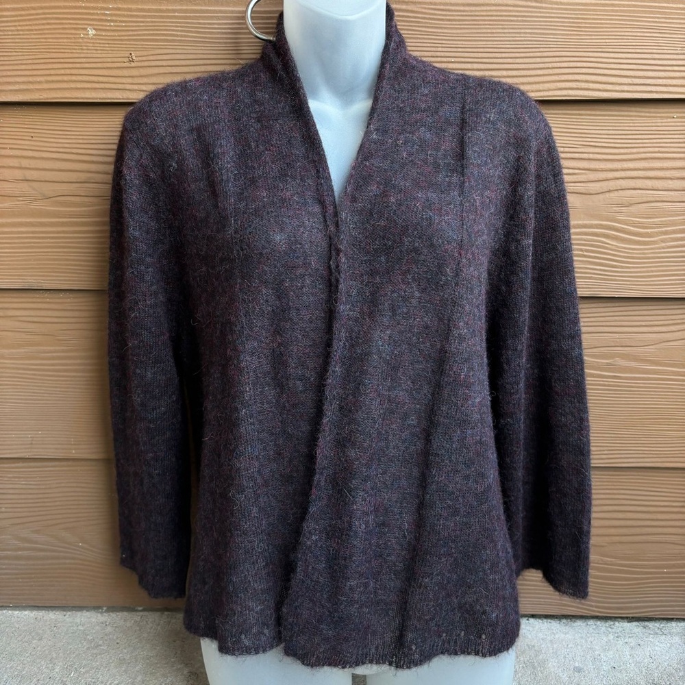 Peruvian Connection Women's Purple Baby Alpaca Sweater Cardigan - Picture 1 of 9